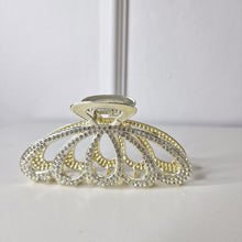 Load image into Gallery viewer, Hair clip Gold with rhinestones 10 cm
