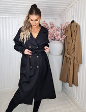 Ladda upp bild till gallerivisning, Trenchcoat med dubbelknäppning Svart Plussize
