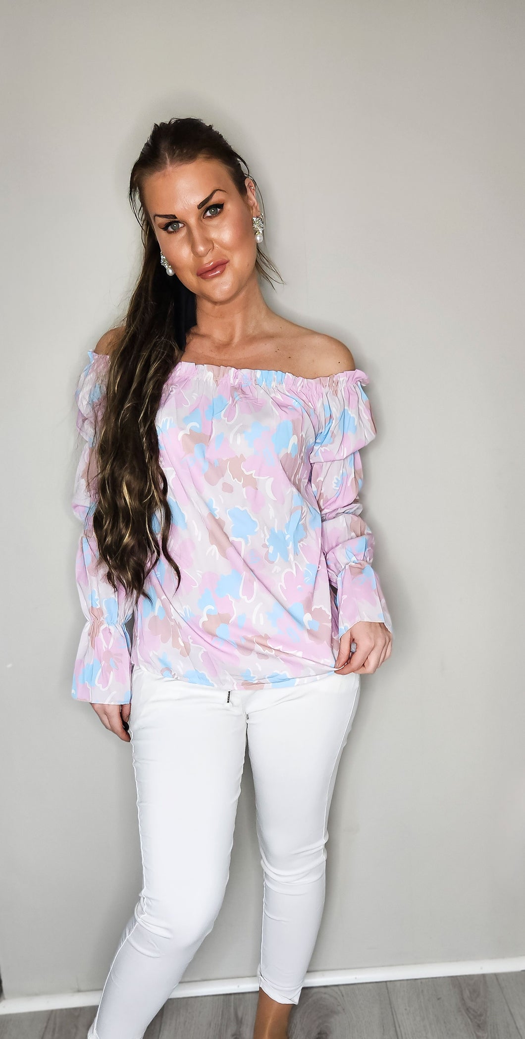 SATIN BLOUSES Flower Pink