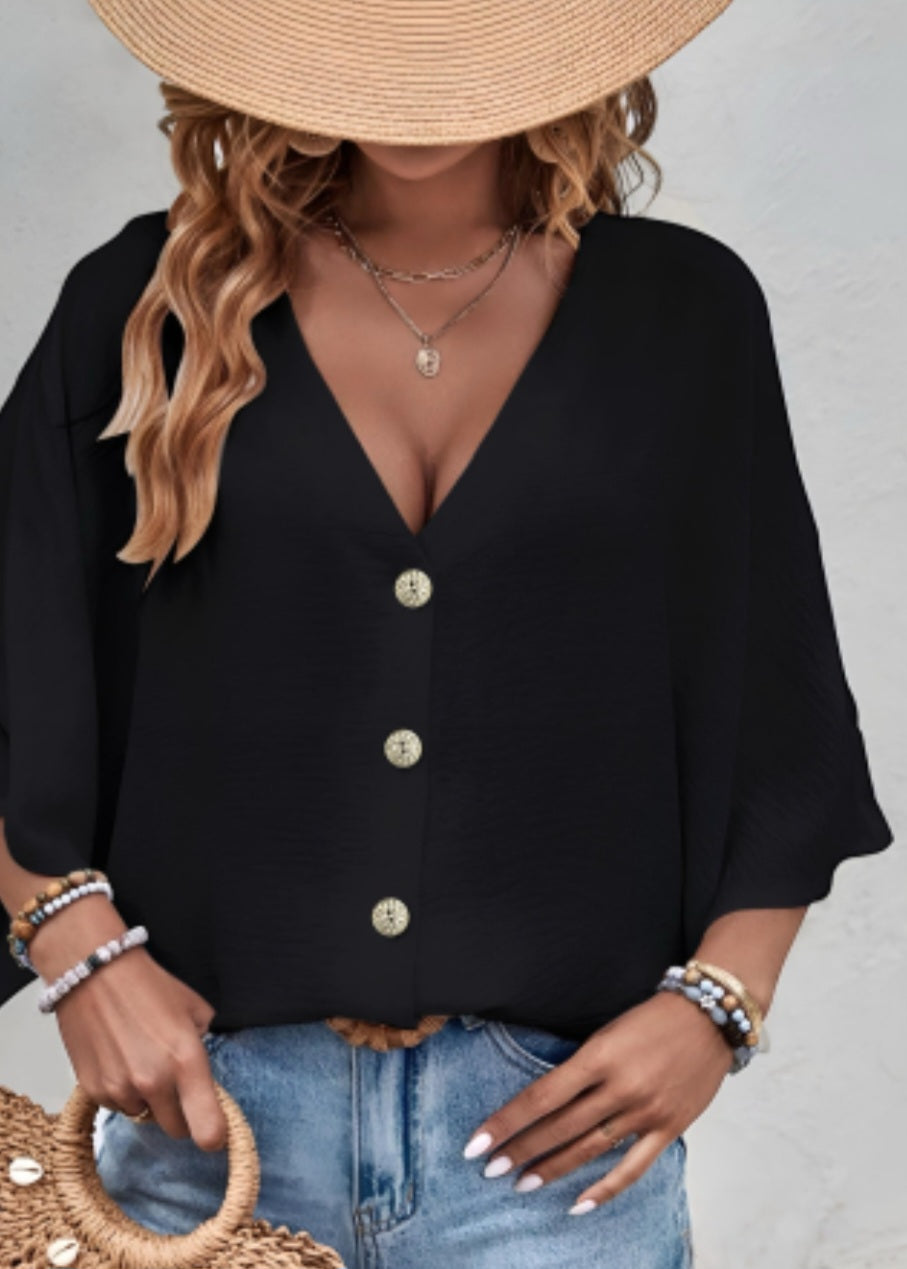 Cardigan top with buttons Black