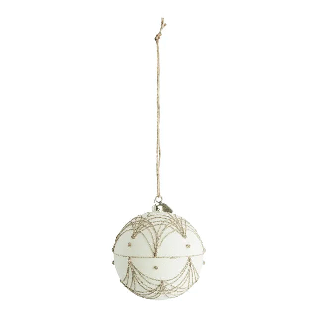 Christmas bauble Sella 8 cm Offwhite