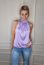 Load image into Gallery viewer, Satin top with bow Purple 
